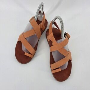 Chaco Carnelian Performance Leather Sandals, Women's Size 7, Criss Cross Straps